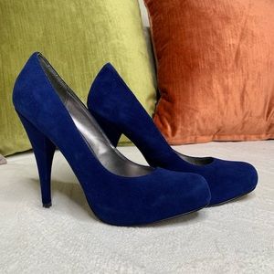 Genuine suede royal blue Steve Madden high heels